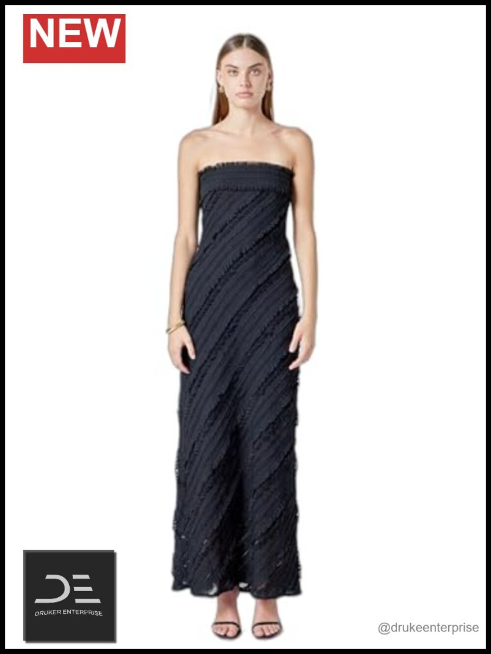 Strapless Ruffled Pleated Maxi Dress Polyester Flowy Party Wedding Guest